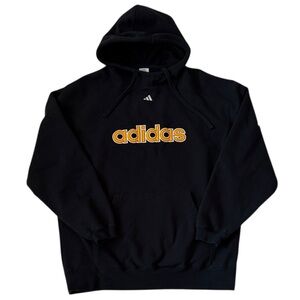 Adidas Black Hoodie Yellow Embroidered Appliqué Letters/Logo Thick 80% Cotton XL